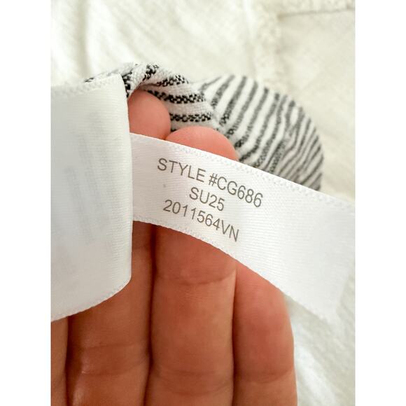 J.Crew Factory | NWT Linen-blend pull-on short in Black And White Stripe | Sz M - Picture 9 of 9